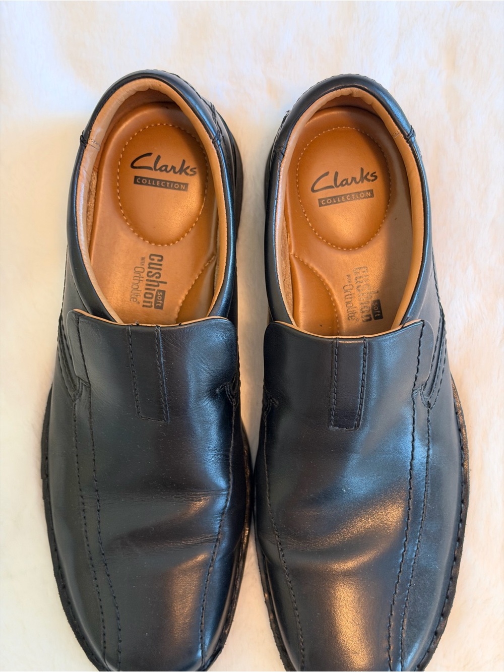 Clarks Black Leather Slip-On Loafers for Men
